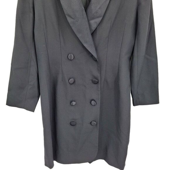 Vintage 80's Brooks Brothers Dress Double Breasted Tuxedo Coat Blazer Black 14 - Picture 7 of 11
